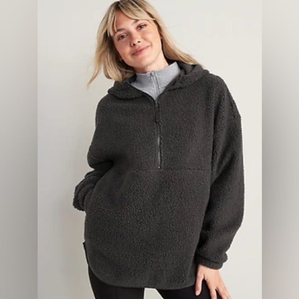 Old Navy Sherpa Half Zip Tunic Hoodie